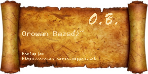 Orowan Bazsó névjegykártya